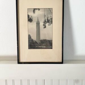 Vintage Black and White Framed Tower Photograph